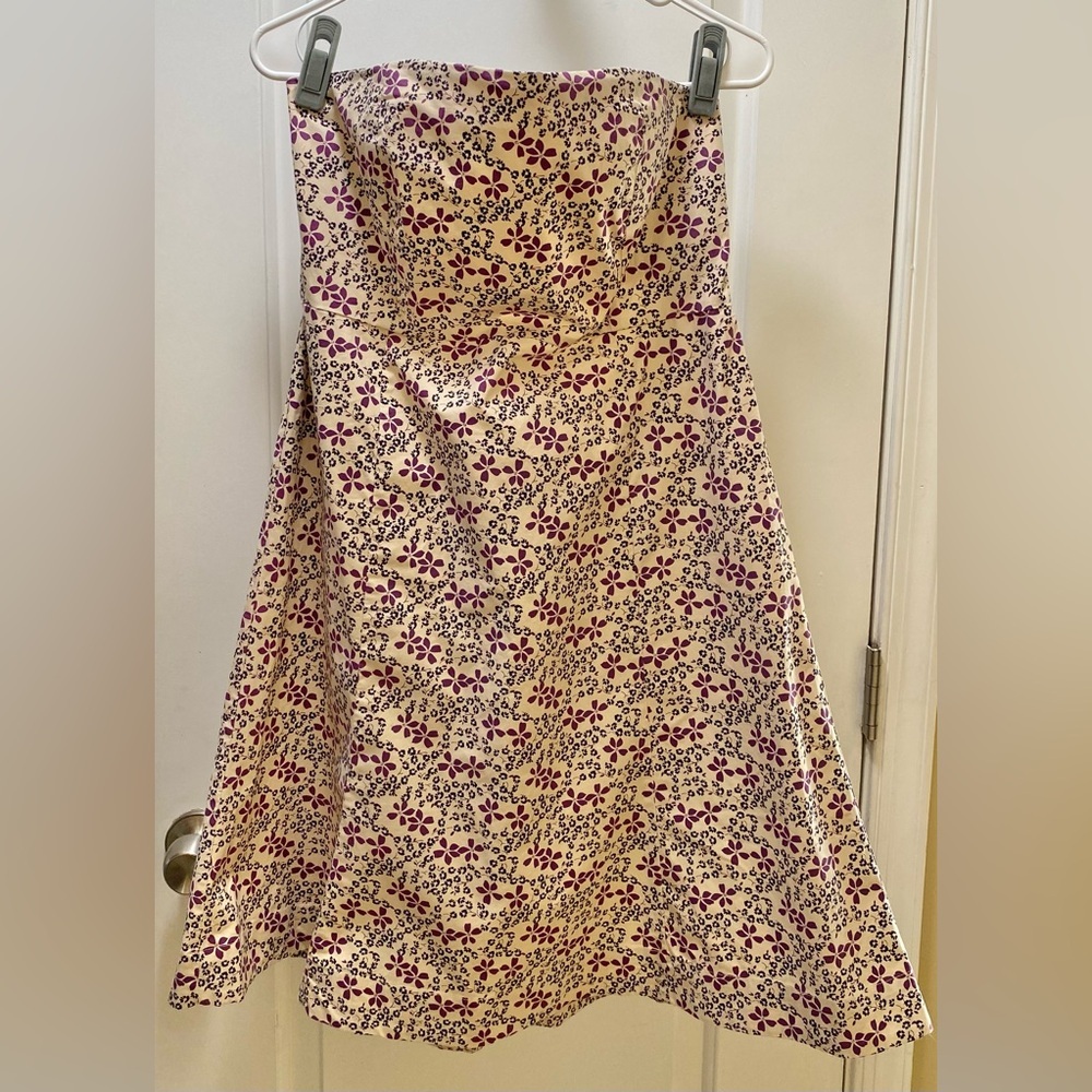 GAP Women's Stretch Strapless Floral Fit & Flare Dress